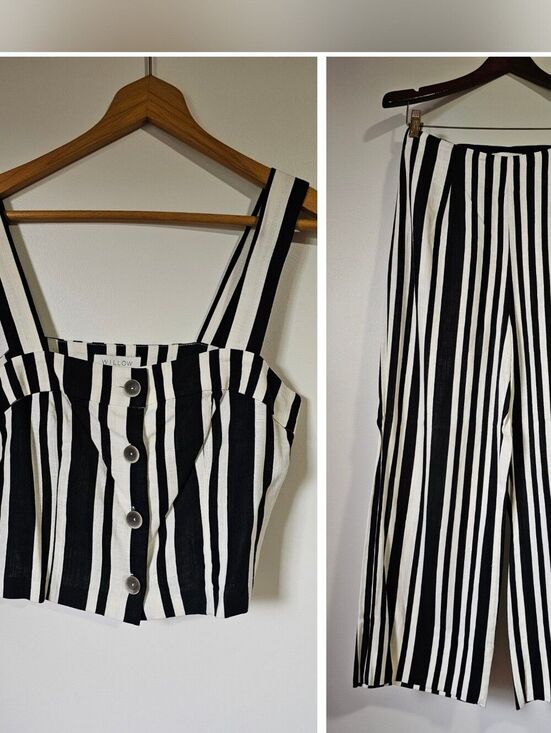 Willow Other - NWT WILLOW 2 PC TANK TOP AND PANTS STRIPED WHITE BLACK SIZE S/M